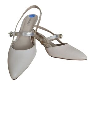 Ellen Tracy "Bailey 1" Slingback Pumps – Beige & Gold Metallic 7.5 NWT